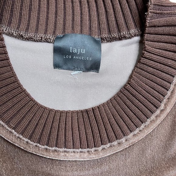 Laju Womens Dress Large L Brown Velvet Short Sleeves Knee Length - Picture 7 of 10